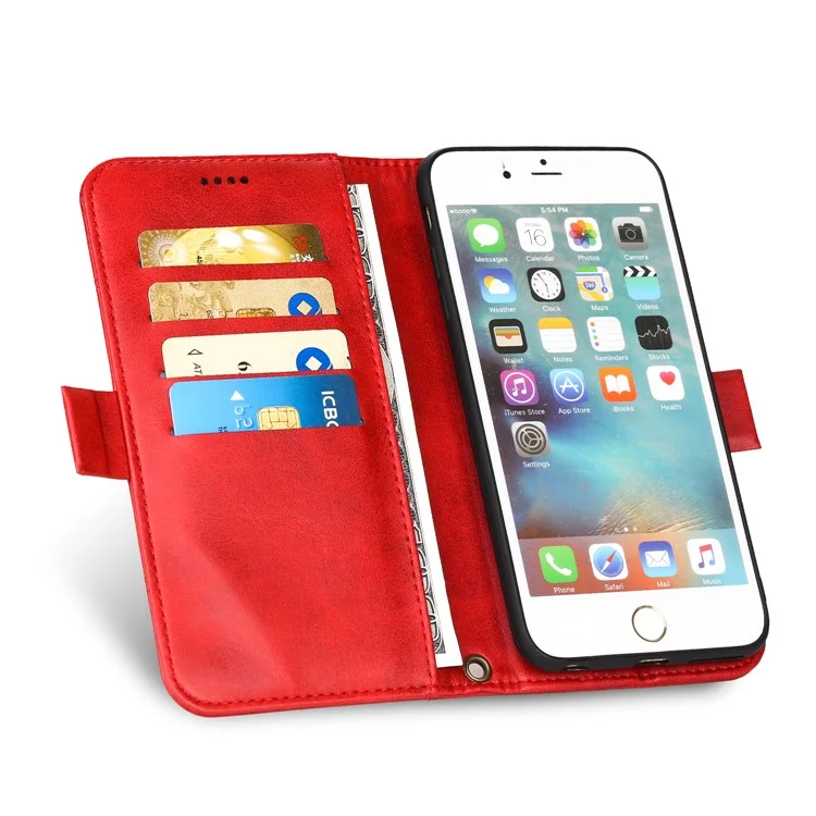 LC.IMEEKE Detachable 2-in-1 PU Leather Wallet Cover + TPU Back Cover with Stand for iPhone 6s Plus/6 Plus 5.5 inch - Red