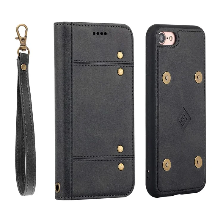 LC.IMEEKE Detachable 2-in-1 PU Leather Wallet Stand Mobile Phone Shell for iPhone 8/7 4.7 inch - Black