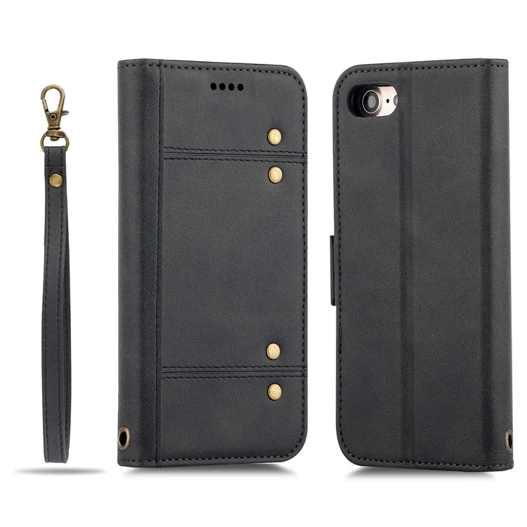 LC.IMEEKE Detachable 2-in-1 PU Leather Wallet Stand Mobile Phone Shell for iPhone 8/7 4.7 inch - Black