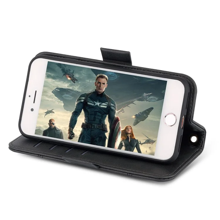 LC.IMEEKE Detachable 2-in-1 PU Leather Wallet Stand Mobile Phone Shell for iPhone 8/7 4.7 inch - Black