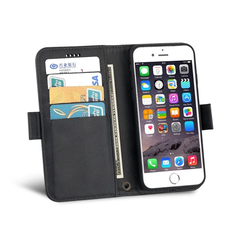 LC.IMEEKE Detachable 2-in-1 PU Leather Wallet Stand Mobile Phone Shell for iPhone 8/7 4.7 inch - Black