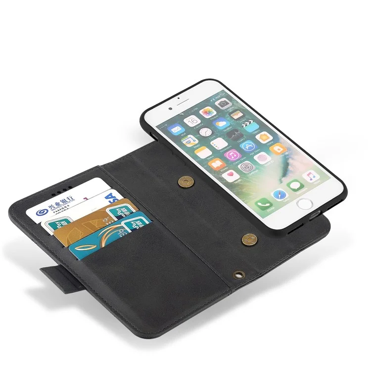 LC.IMEEKE Detachable 2-in-1 PU Leather Wallet Stand Mobile Phone Shell for iPhone 8/7 4.7 inch - Black