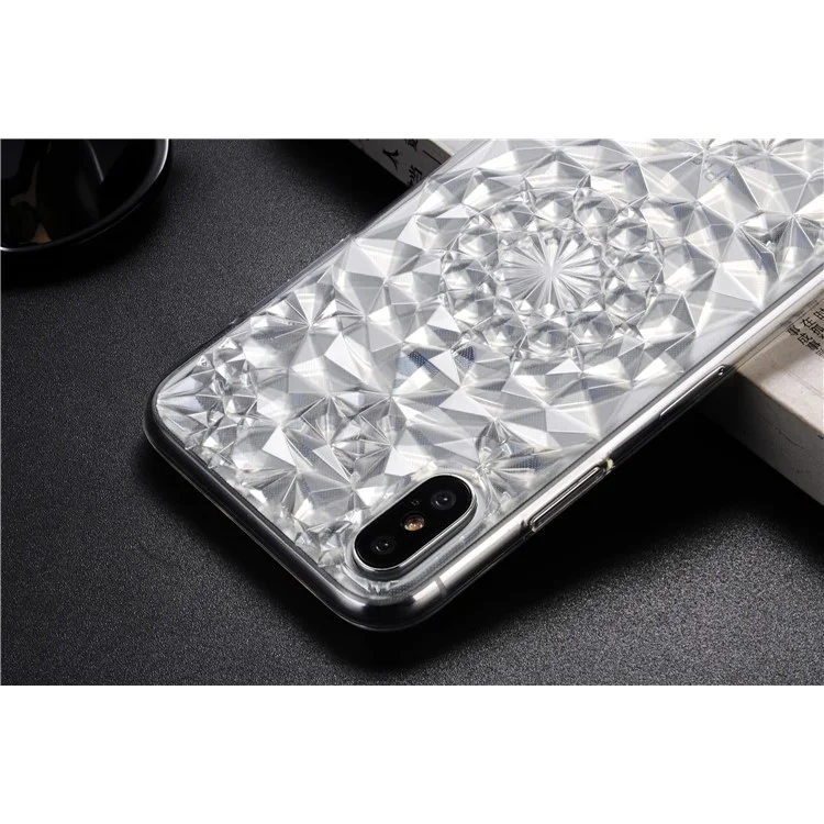 SULADA 3D Diamond Pattern Glittery TPU Case for iPhone X - White