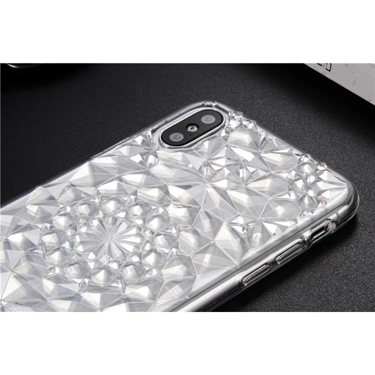 SULADA 3D Diamond Pattern Glittery TPU Case for iPhone X - White