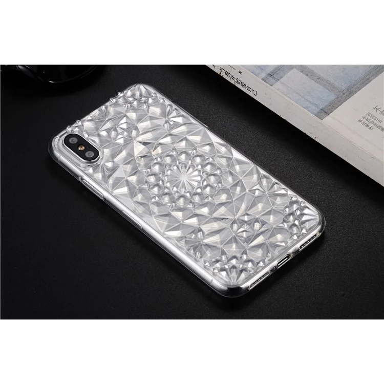 SULADA 3D Diamond Pattern Glittery TPU Case for iPhone X - White