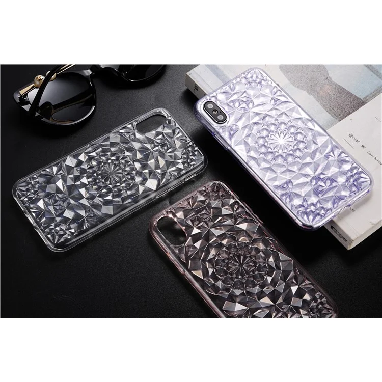 SULADA 3D Diamond Pattern Glittery TPU Case for iPhone X - White