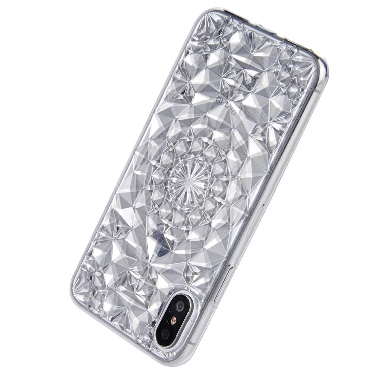 SULADA 3D Diamond Pattern Glittery TPU Case for iPhone X - White