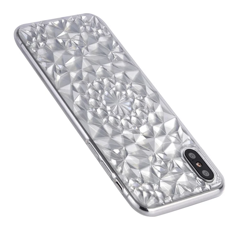 SULADA 3D Diamond Pattern Glittery TPU Case for iPhone X - White