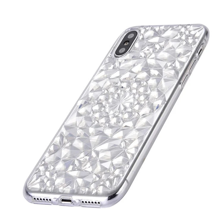 SULADA 3D Diamond Pattern Glittery TPU Case for iPhone X - White