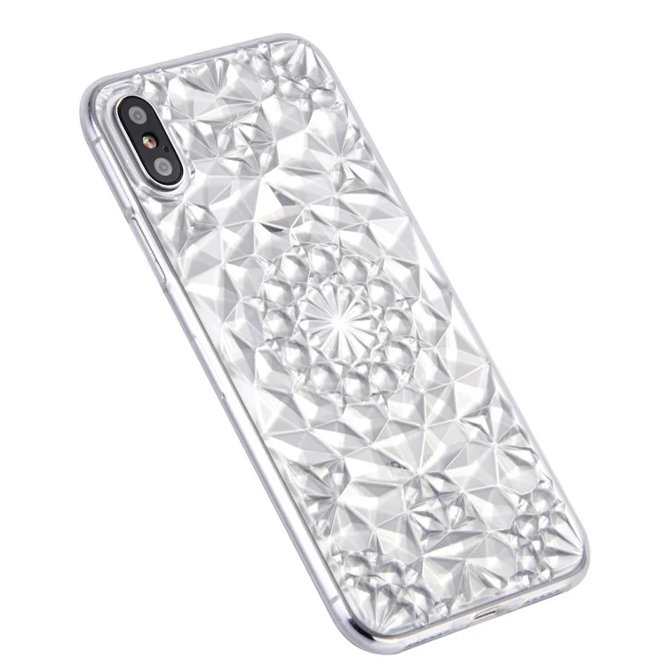 SULADA 3D Diamond Pattern Glittery TPU Case for iPhone X - White