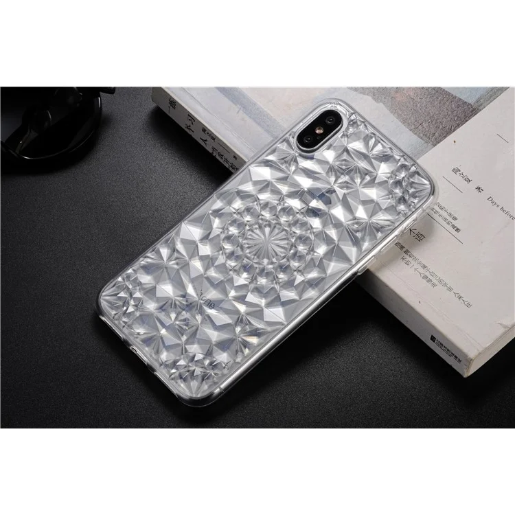 SULADA 3D Diamond Pattern Glittery TPU Case for iPhone X - White