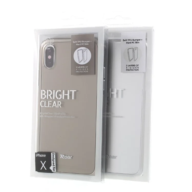 ROAR KOREA Bright Clear TPU Bumper + Hard PC Back Case for iPhone X/10 5.8 inch - Black