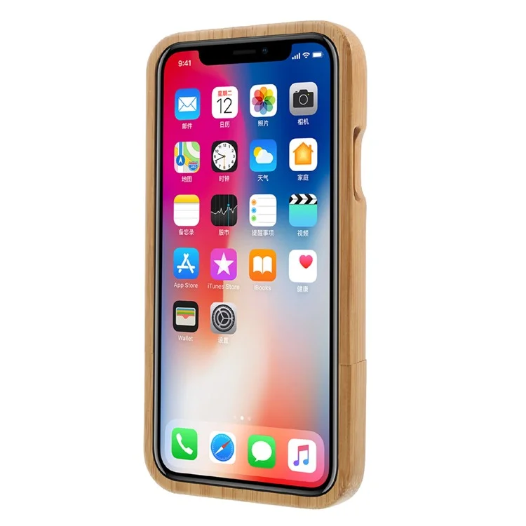 Detachable Natural Wood Phone Back Case for iPhone X (Ten) - Beige