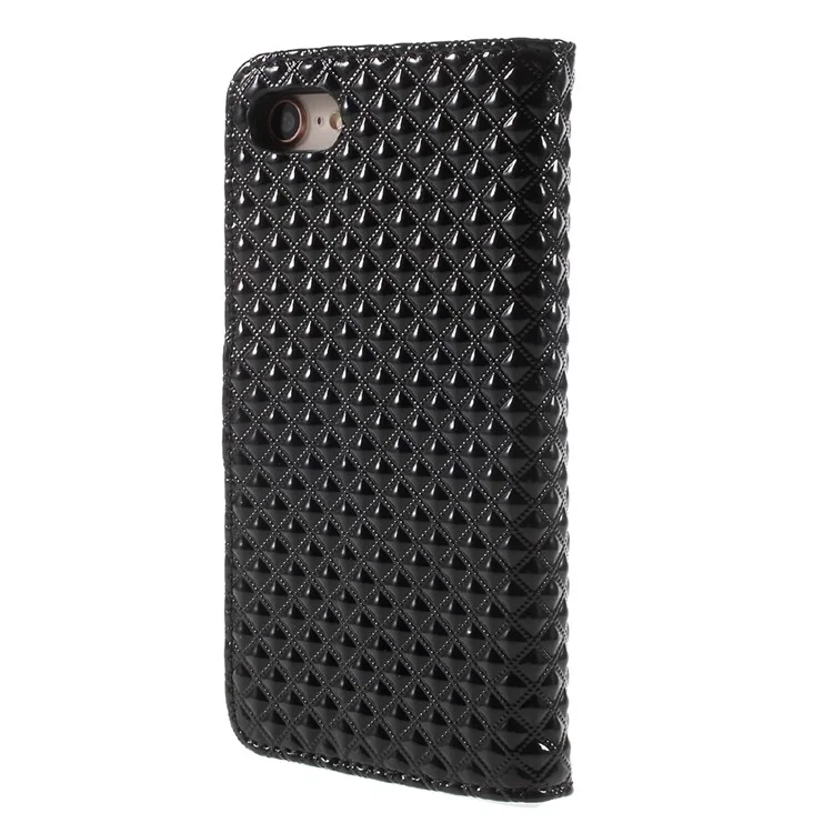 Rhombus Pattern Wallet Leather Stand Case for iPhone 8/7 4.7 inch - Black