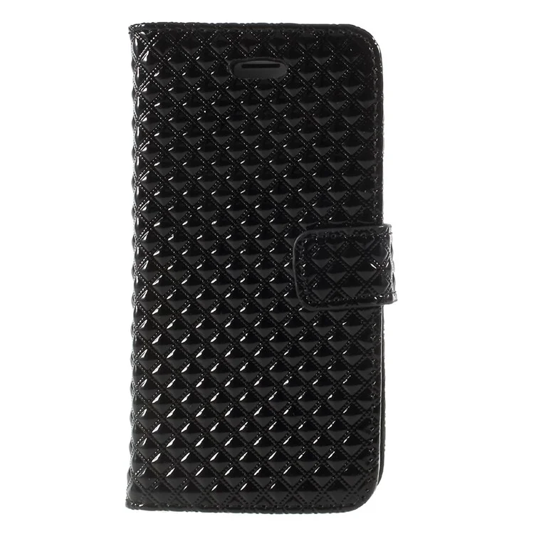 Rhombus Pattern Wallet Leather Stand Case for iPhone 8/7 4.7 inch - Black