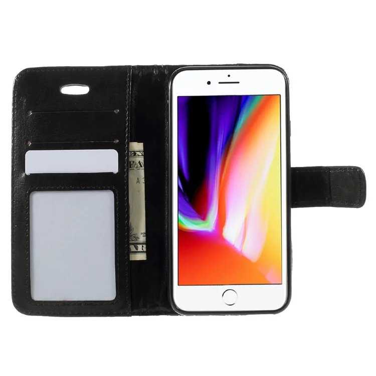 Rhombus Pattern Wallet Leather Stand Case for iPhone 8/7 4.7 inch - Black