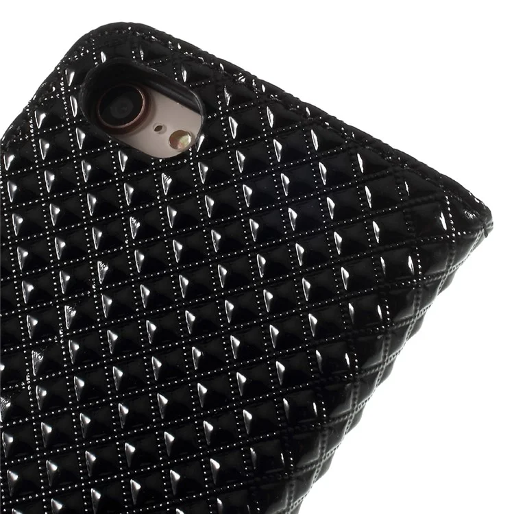 Rhombus Pattern Wallet Leather Stand Case for iPhone 8/7 4.7 inch - Black