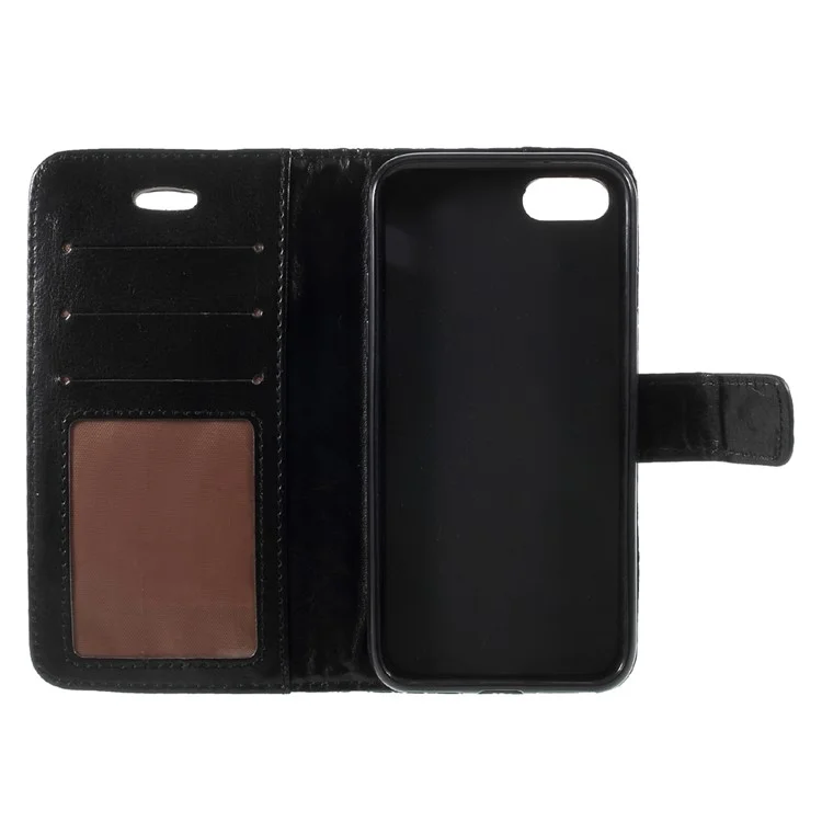 Rhombus Pattern Wallet Leather Stand Case for iPhone 8/7 4.7 inch - Black