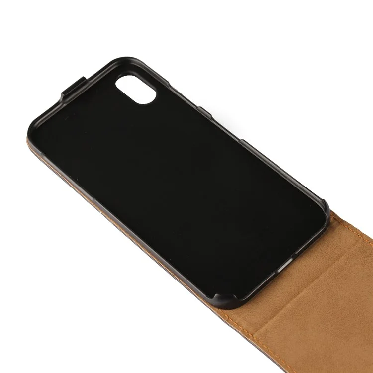 ICOVERCASE Vertical Flip Genuine Split Leather Mobile Phone Case for iPhone X/10 5.8 inch - Black