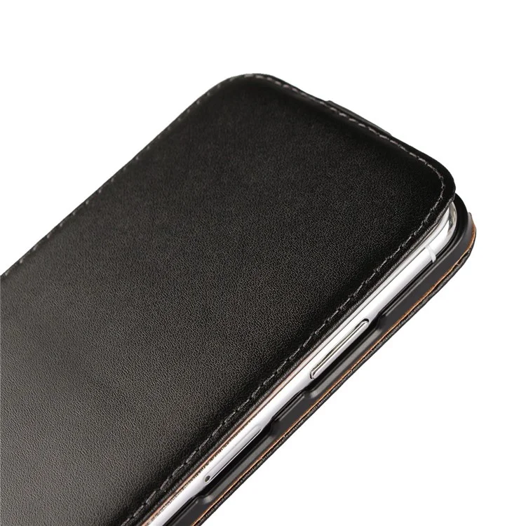 ICOVERCASE Vertical Flip Genuine Split Leather Mobile Phone Case for iPhone X/10 5.8 inch - Black
