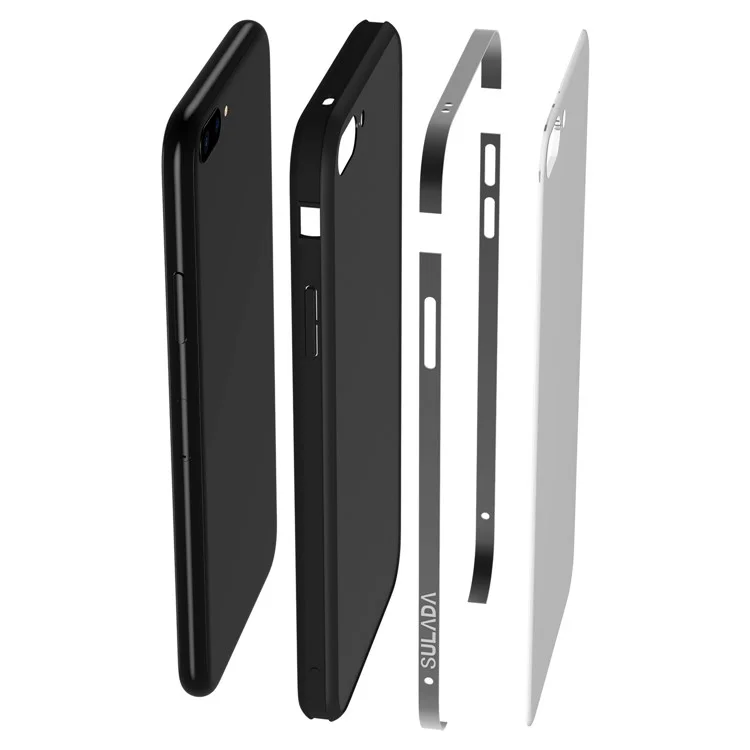 SULADA Tempered Glass Case for iPhone 8 Plus/7 Plus 5.5 inch Drop-proof Hybrid Back Case - Black