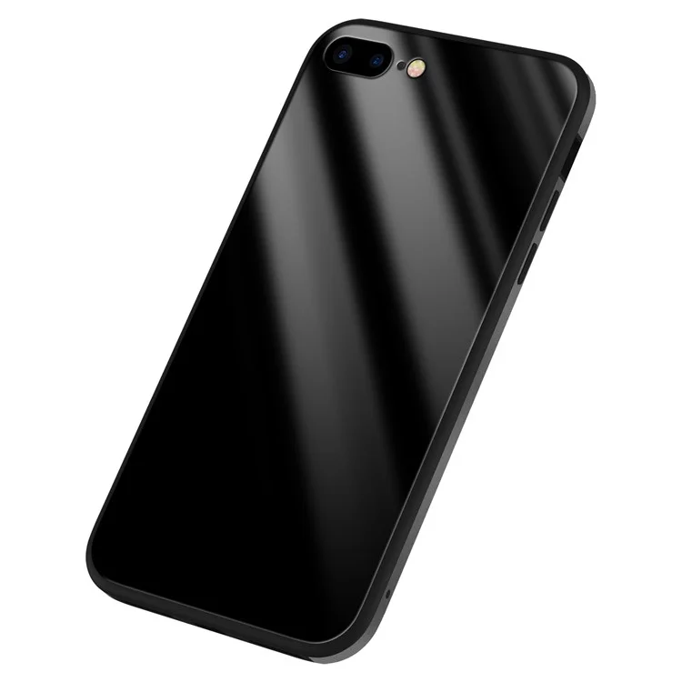 SULADA Tempered Glass Case for iPhone 8 Plus/7 Plus 5.5 inch Drop-proof Hybrid Back Case - Black