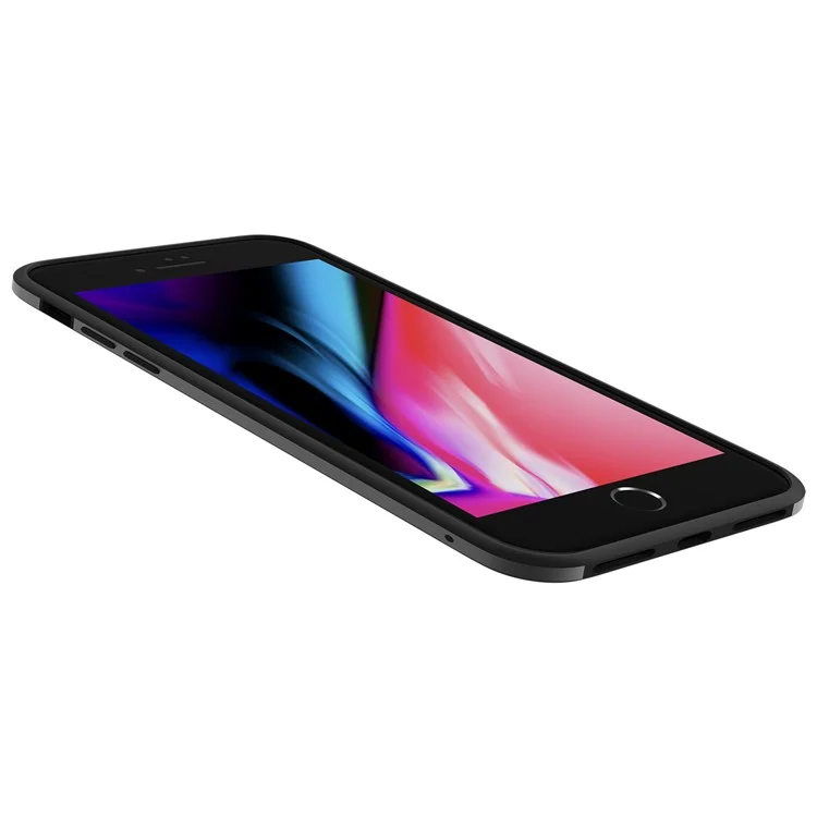 SULADA Tempered Glass Case for iPhone 8 Plus/7 Plus 5.5 inch Drop-proof Hybrid Back Case - Black