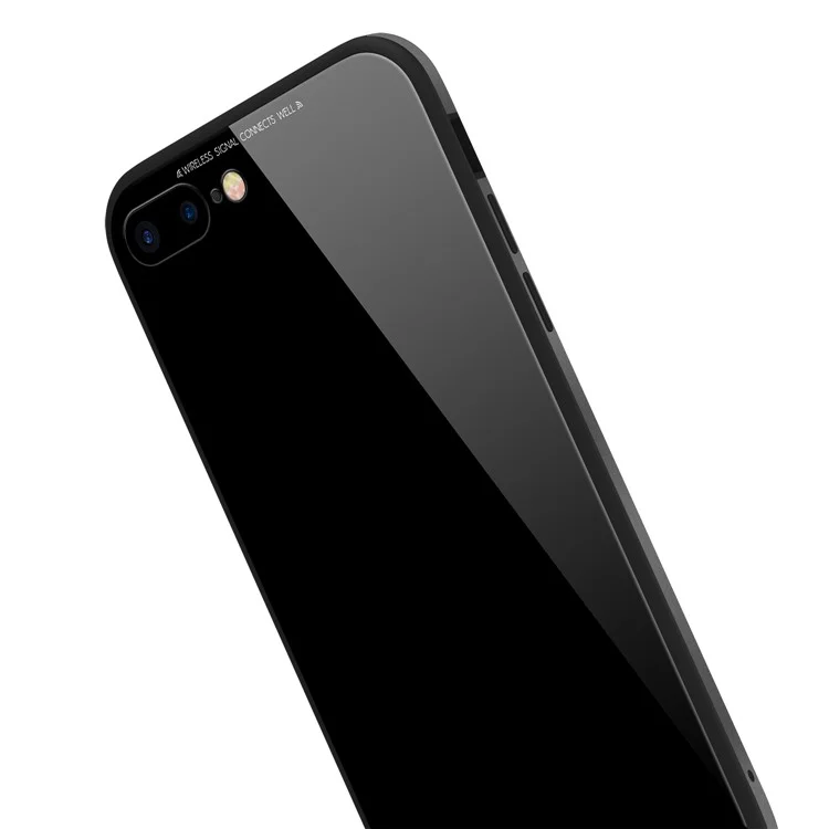 SULADA Tempered Glass Case for iPhone 8 Plus/7 Plus 5.5 inch Drop-proof Hybrid Back Case - Black