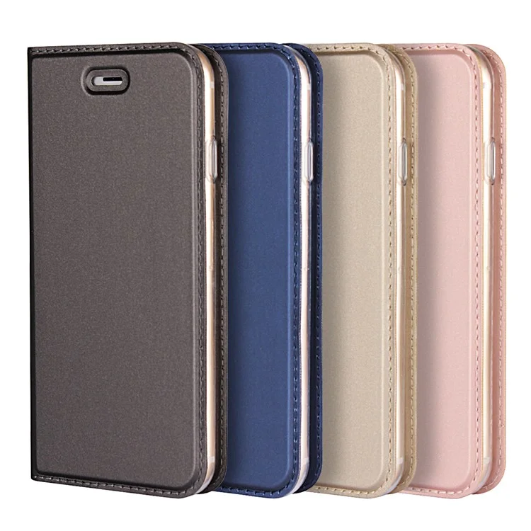 Magnetic Adsorption Stand Leather Card Holder Cover for iPhone 8 / 7 4.7 inch - Rose Gold