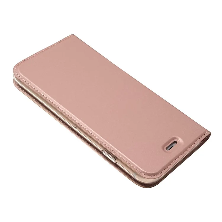 Magnetic Adsorption Stand Leather Card Holder Cover for iPhone 8 / 7 4.7 inch - Rose Gold