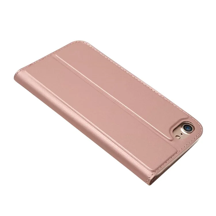 Magnetic Adsorption Stand Leather Card Holder Cover for iPhone 8 / 7 4.7 inch - Rose Gold
