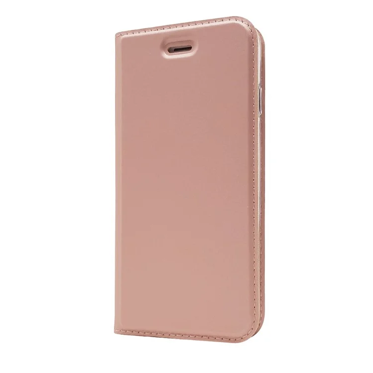Magnetic Adsorption Stand Leather Card Holder Cover for iPhone 8 / 7 4.7 inch - Rose Gold