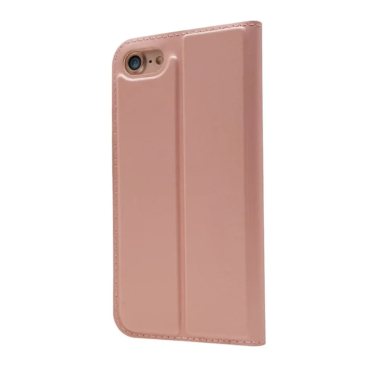 Magnetic Adsorption Stand Leather Card Holder Cover for iPhone 8 / 7 4.7 inch - Rose Gold