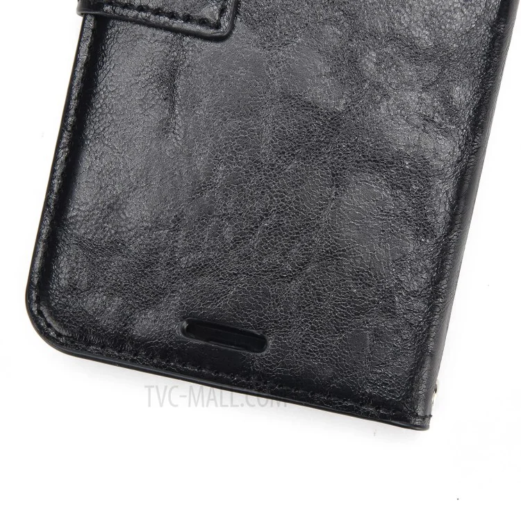 Crazy Horse Leather Cover + Removable TPU Back Case for iPhone X (Ten) - Black