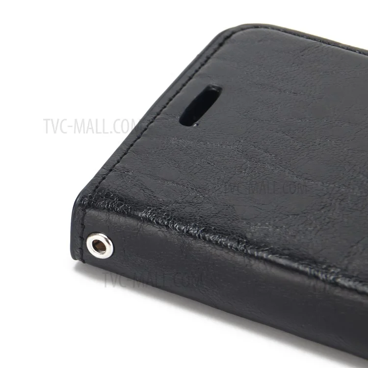 Crazy Horse Leather Cover + Removable TPU Back Case for iPhone X (Ten) - Black