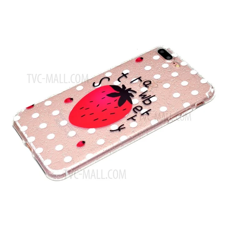 Cartoon Patterned Flash Powder TPU Back Case for iPhone 8 Plus / 7 Plus 5.5 inch - Strawberry