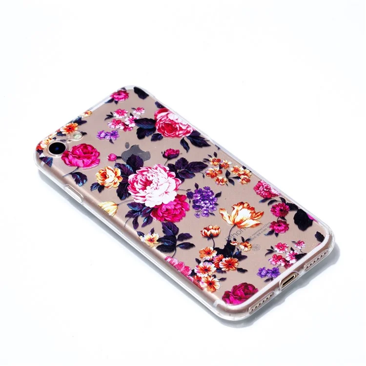Ultra Thin Pattern Printing Soft TPU Back Phone Cover for iPhone 8 Plus / 7 Plus - Beautiful Flower