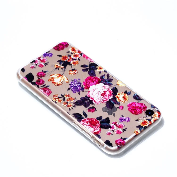 Ultra Thin Pattern Printing Soft TPU Back Phone Cover for iPhone 8 Plus / 7 Plus - Beautiful Flower