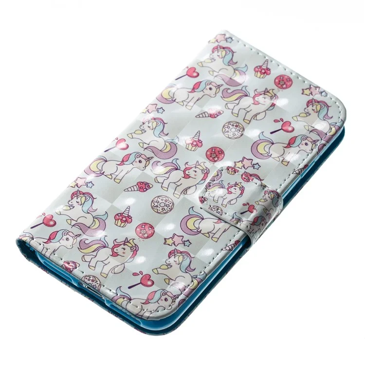 Pattern Printing Light Spot Decor Leather Wallet Stand Phone Case with Strap for iPhone 8/7 4.7 inch - Unicorn Pattern