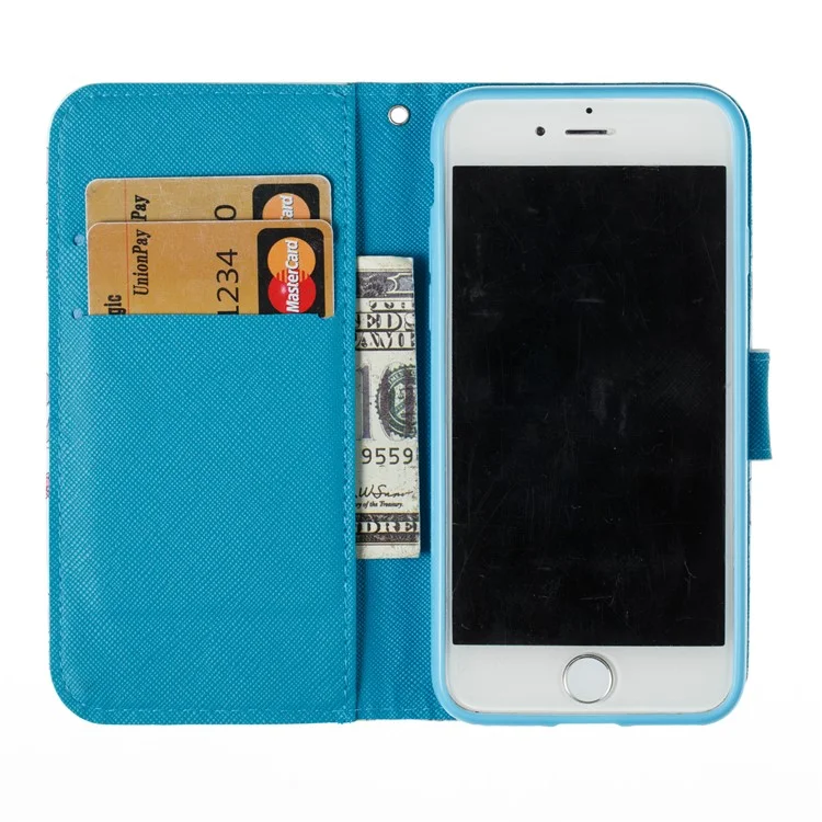 Pattern Printing Light Spot Decor Leather Wallet Stand Phone Case with Strap for iPhone 8/7 4.7 inch - Unicorn Pattern
