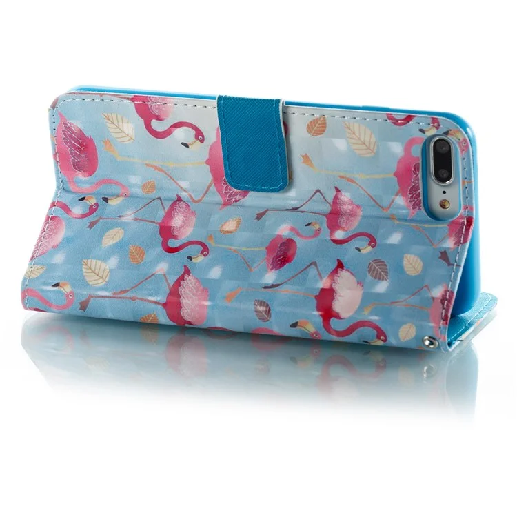Pattern Printing Leather Wallet Case for iPhone 8 Plus / 7 Plus - Crane Pattern