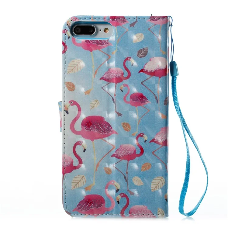 Pattern Printing Leather Wallet Case for iPhone 8 Plus / 7 Plus - Crane Pattern
