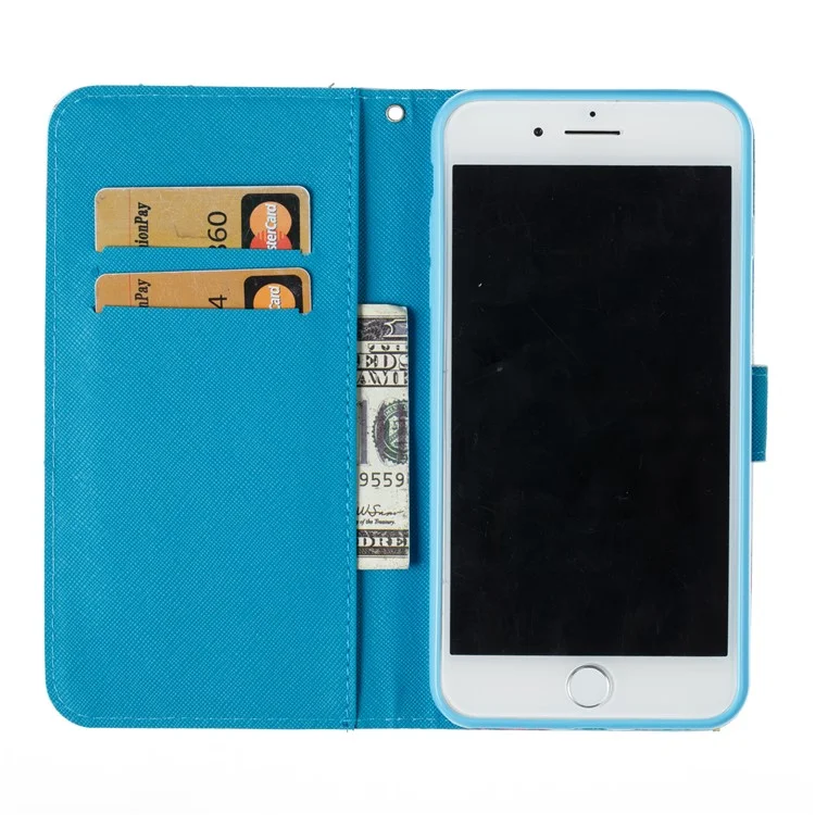 Pattern Printing Leather Wallet Case for iPhone 8 Plus / 7 Plus - Crane Pattern
