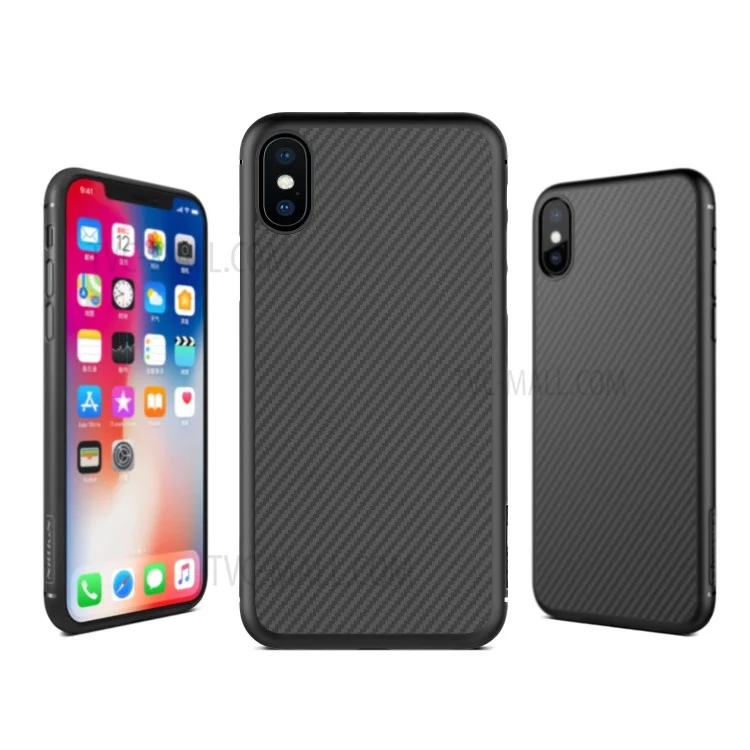 Nillkin Synthetic Fibre Hard Plastic Case Для Iphone X/XS Аксессуары Для Мобильных Телефонов - Черный