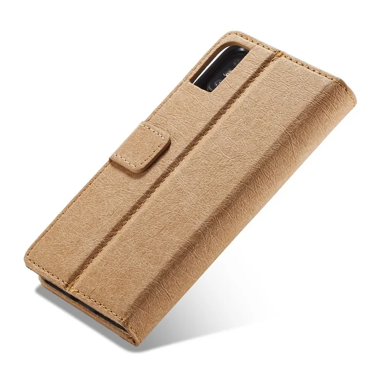 WHATIF DIY Brown Paper PU Leather Wallet Cover + Detachable PC + TPU Hybrid Back Cover for iPhone X/10 5.8 inch - Gold