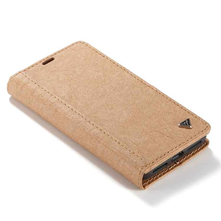 WHATIF DIY Brown Paper PU Leather Wallet Cover + Detachable PC + TPU Hybrid Back Cover for iPhone X/10 5.8 inch - Gold