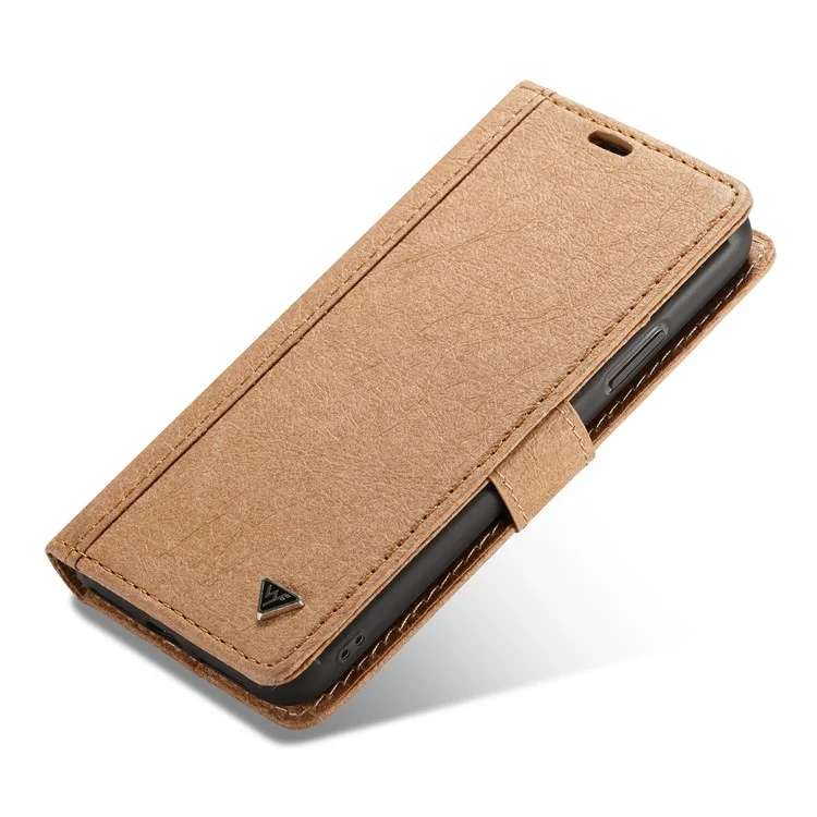 WHATIF DIY Brown Paper PU Leather Wallet Cover + Detachable PC + TPU Hybrid Back Cover for iPhone X/10 5.8 inch - Gold