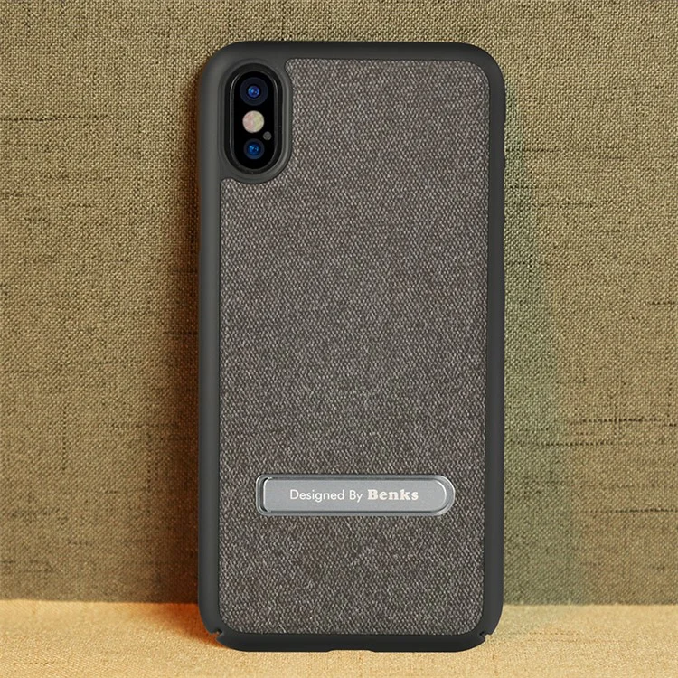 BENKS Cloth Coated PC Kickstand Back Case for iPhone X/10 5.8 inch - Black