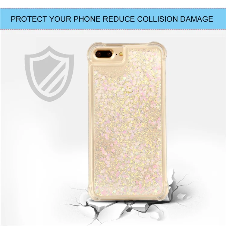 Drop-proof Dynamic Glitter Sequins Liquid Quicksand TPU Case for iPhone 8 Plus/7 Plus/6s Plus/6 Plus - Pink