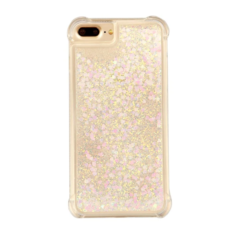 Drop-proof Dynamic Glitter Sequins Liquid Quicksand TPU Case for iPhone 8 Plus/7 Plus/6s Plus/6 Plus - Pink